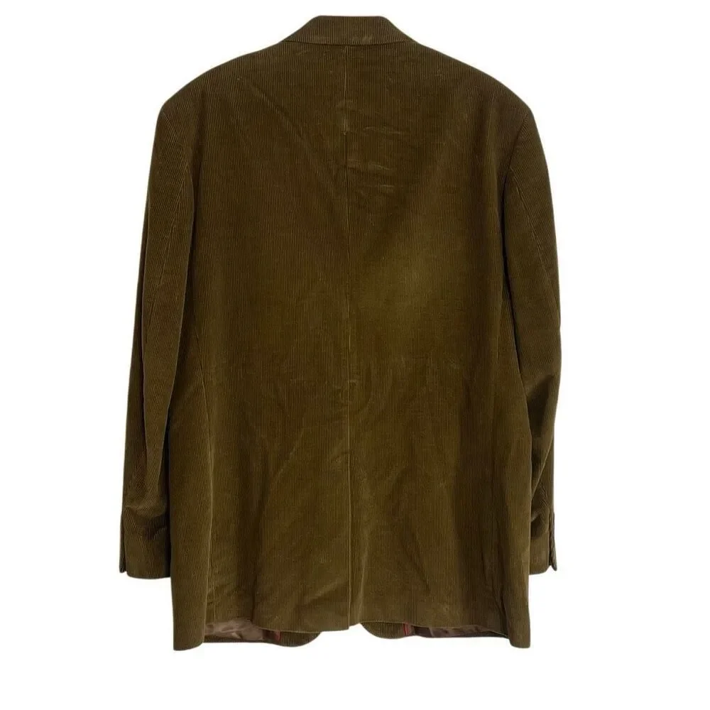 Lands' End Corduroy‎ Notch Lapel Two-Button 100% Cotton Blazer Tan Size 43L